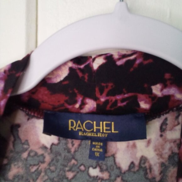 Rachel Rachel Roy Blouse Women M Long Sleeve V-Neck Wrap Floral Black Purple - Picture 9 of 14